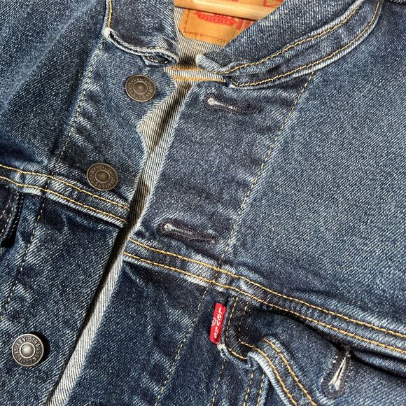 Levis Denim Trucker Jacket Mens Small Light Wash Blue Stretch S40116 - Picture 11 of 16